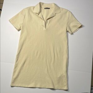 Zara Yellow Polo Collar Women's Top M